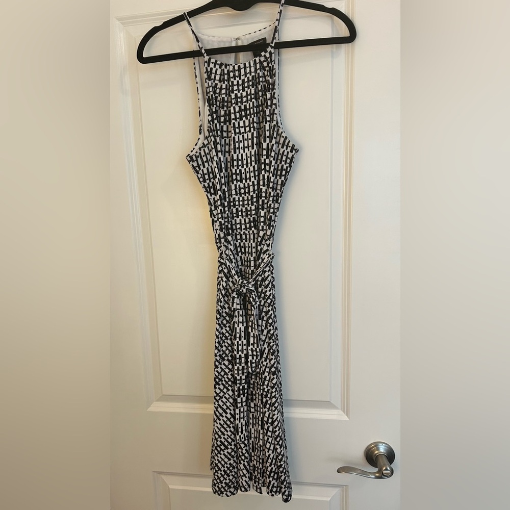 Ann Taylor Black and White Halter Sheath Dress